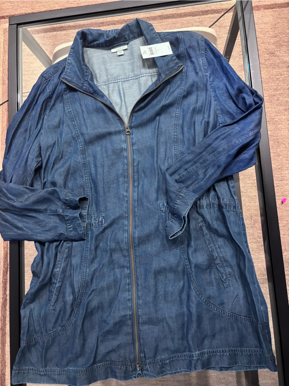 J. Jill Indigo Blue Denim Zip-Front Jean Jacket